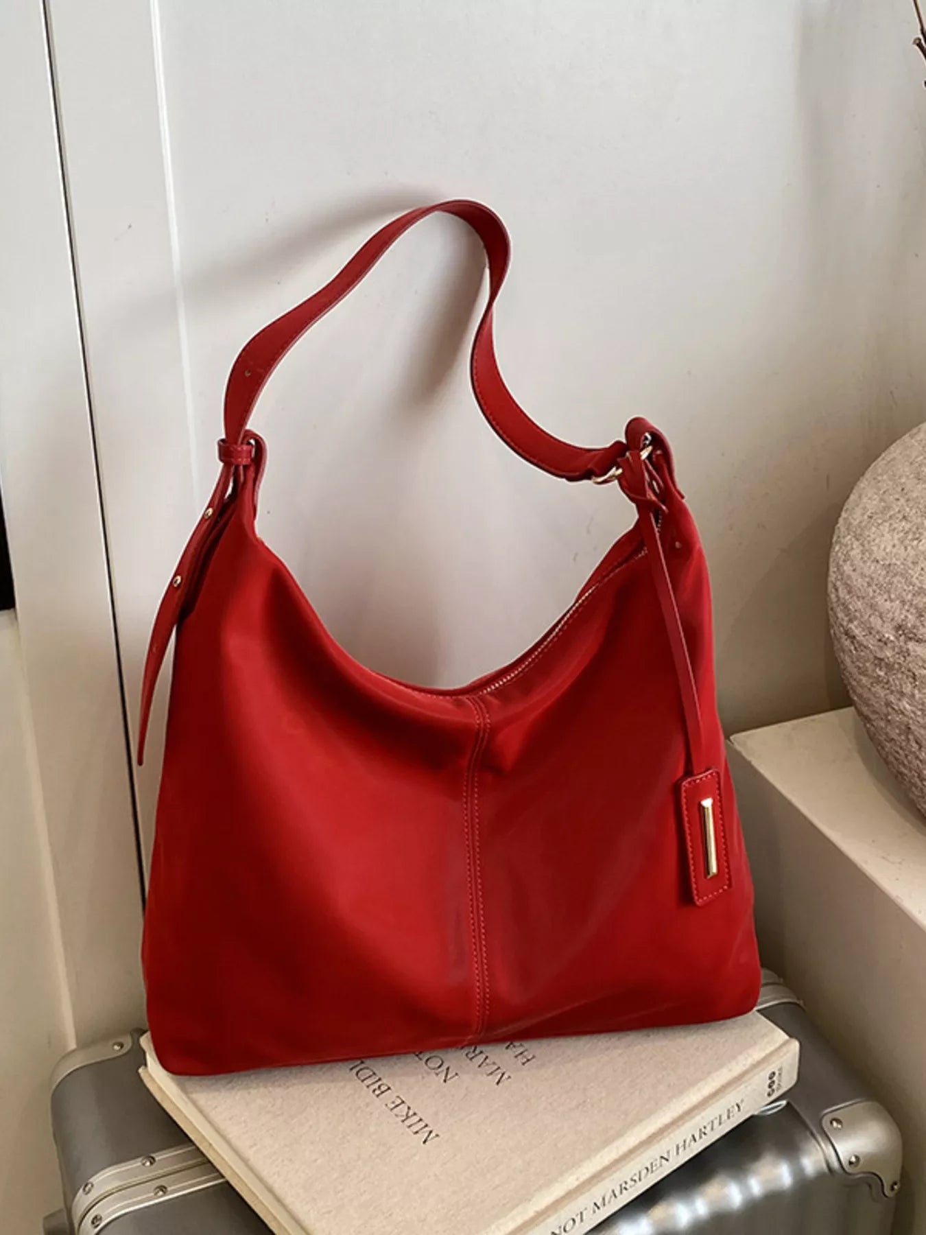 Solid Color Leather Shoulder Bag nicholesgifts