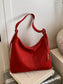 Solid Color Leather Shoulder Bag nicholesgifts