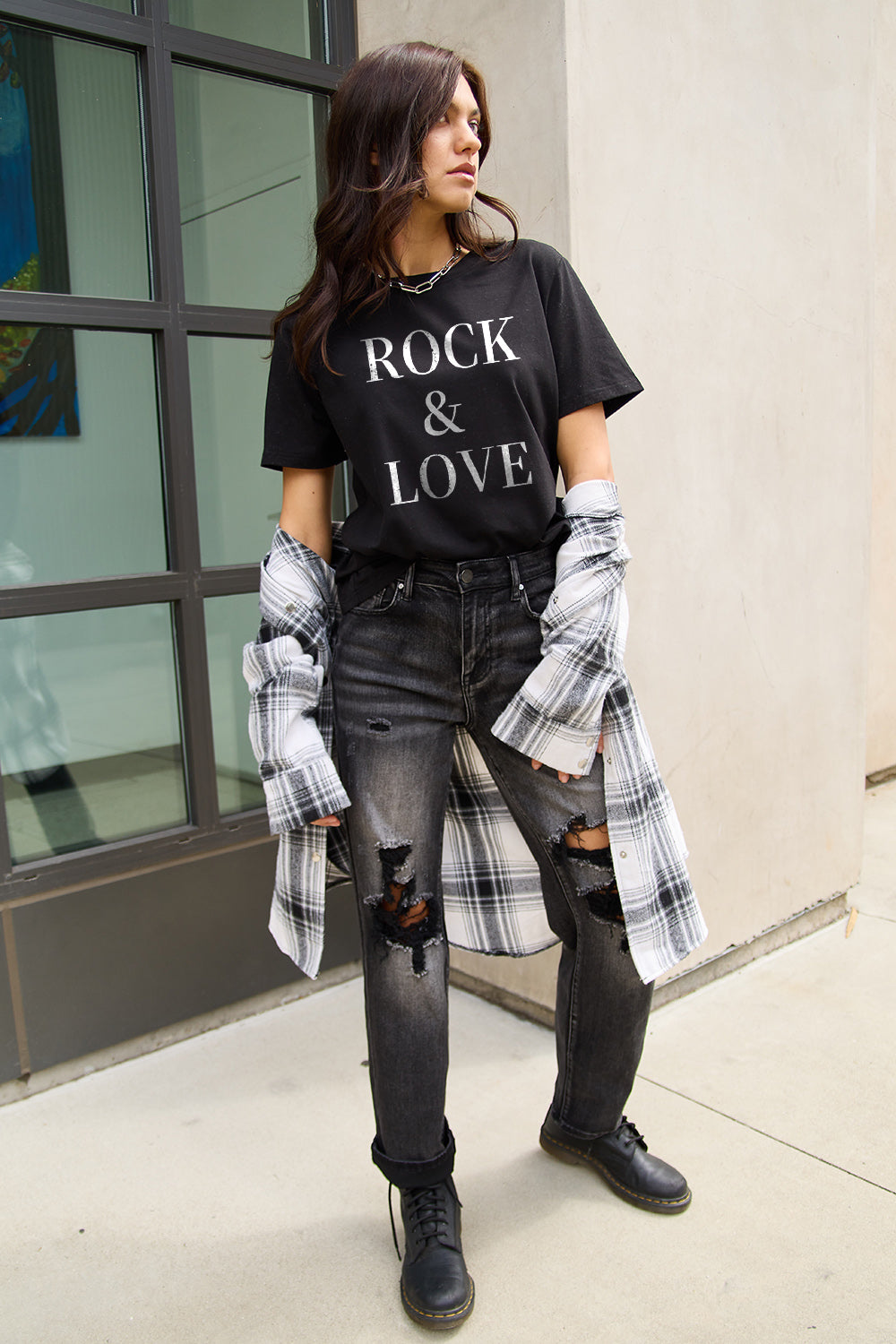 Simply Love Full Size ROCK ＆ LOVE Short Sleeve T-Shirt nicholesgifts