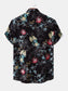Men's Plus Size Floral Print Short Sleeve Button Down Casual Shirt nicholesgifts