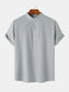 Men's Mandarin Collar Short Sleeve Henley Shirt nicholesgifts