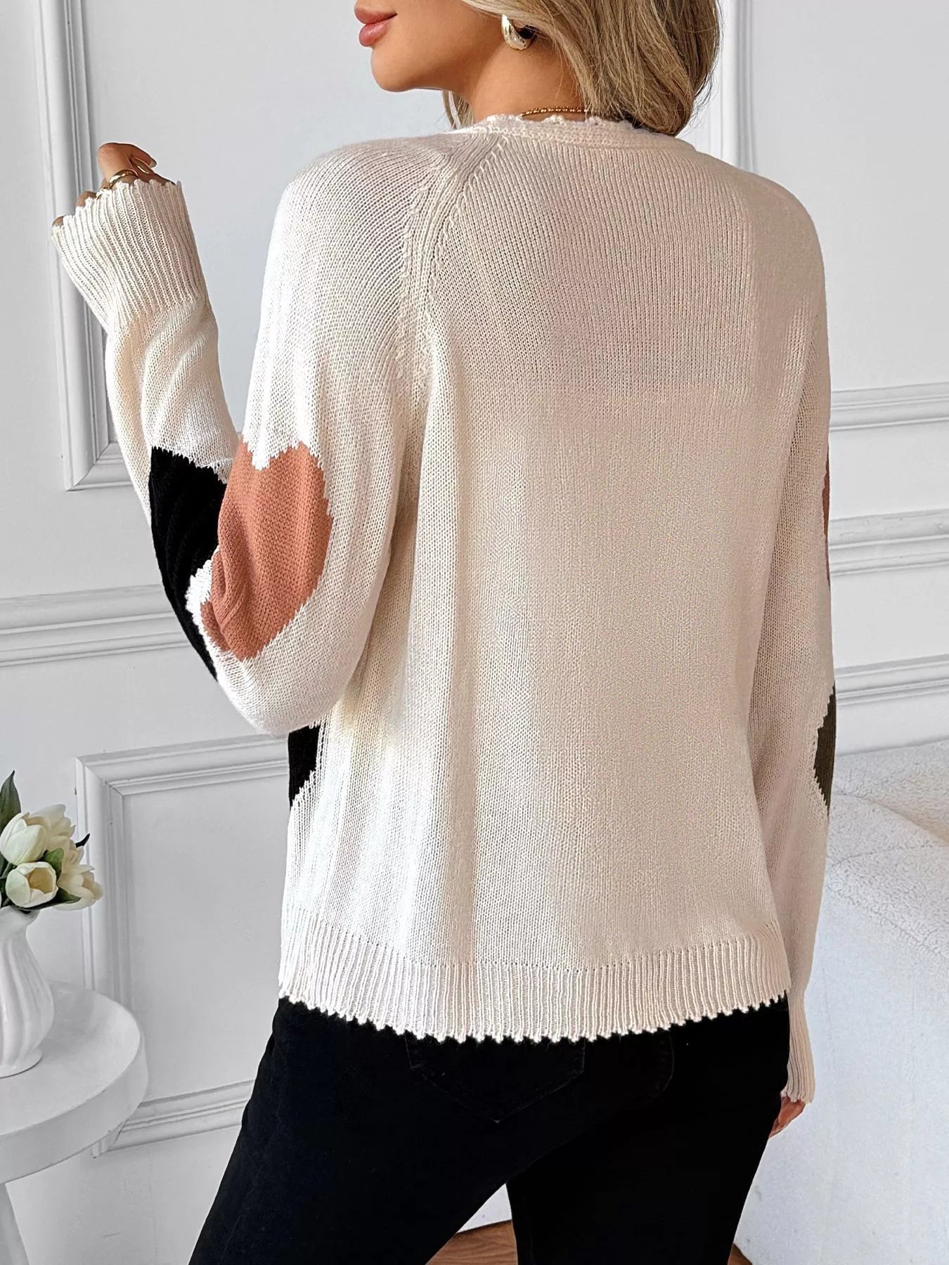 Heart Pattern Button-Up Cardigan