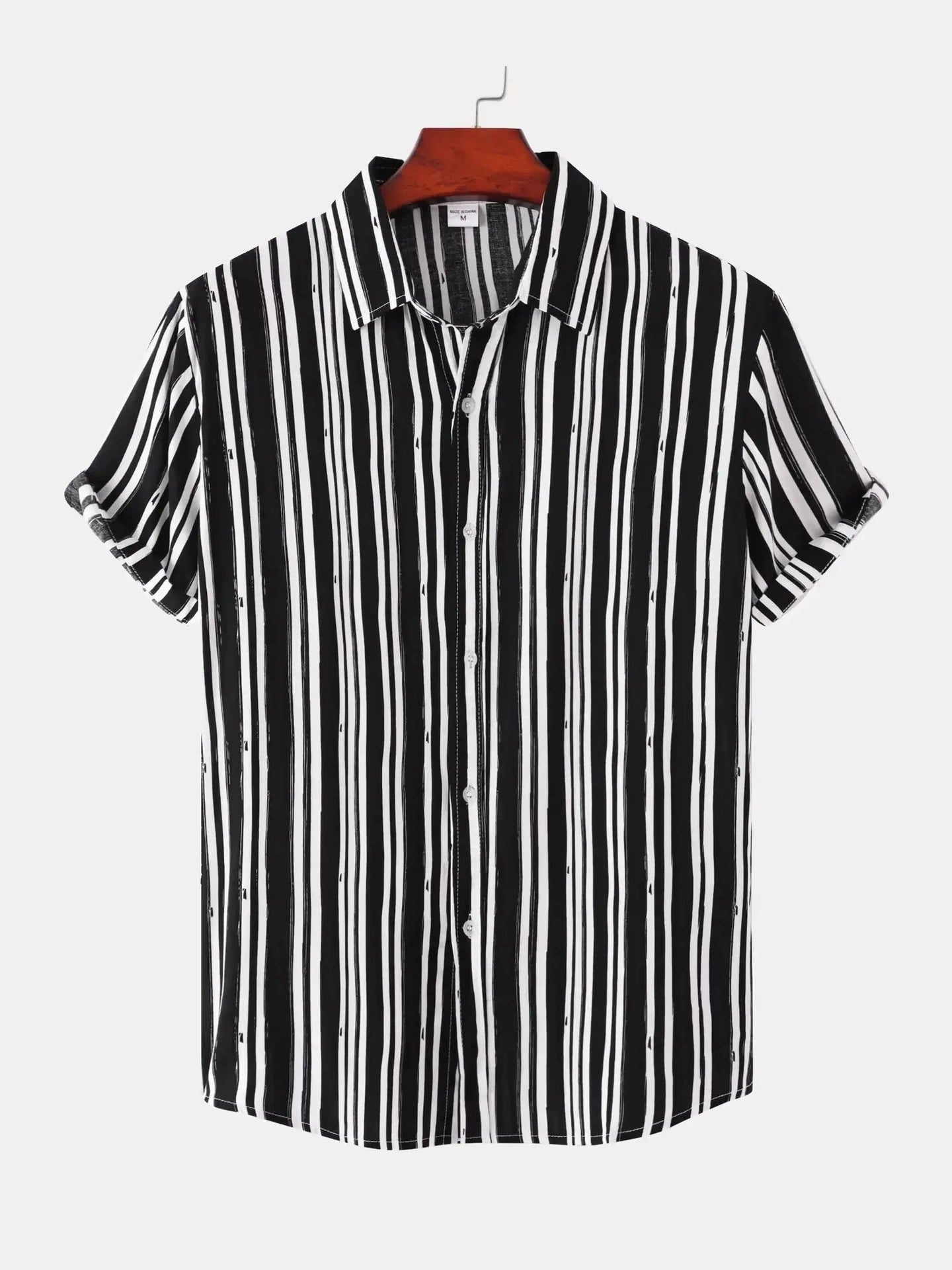 Men's Plus Size Striped Short Sleeve Button-Down Shirt NicholesGifts