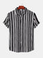 Men's Plus Size Striped Short Sleeve Button-Down Shirt nicholesgifts