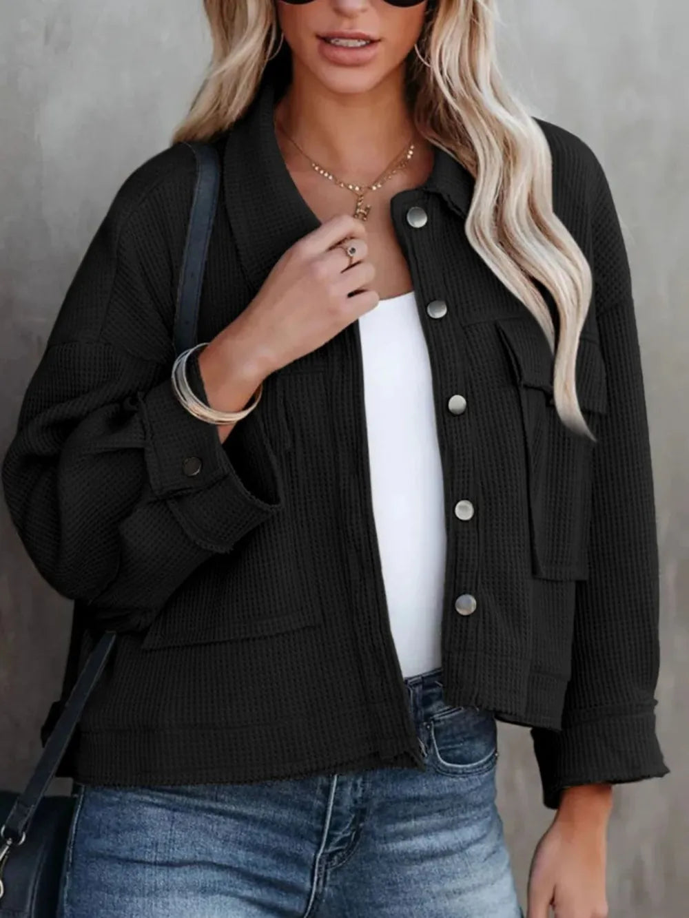 Button Up Long Sleeve Jacket nicholesgifts