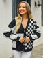 Angel Wings Plaid V-Neck Dropped Shoulder Cardigan nicholesgifts