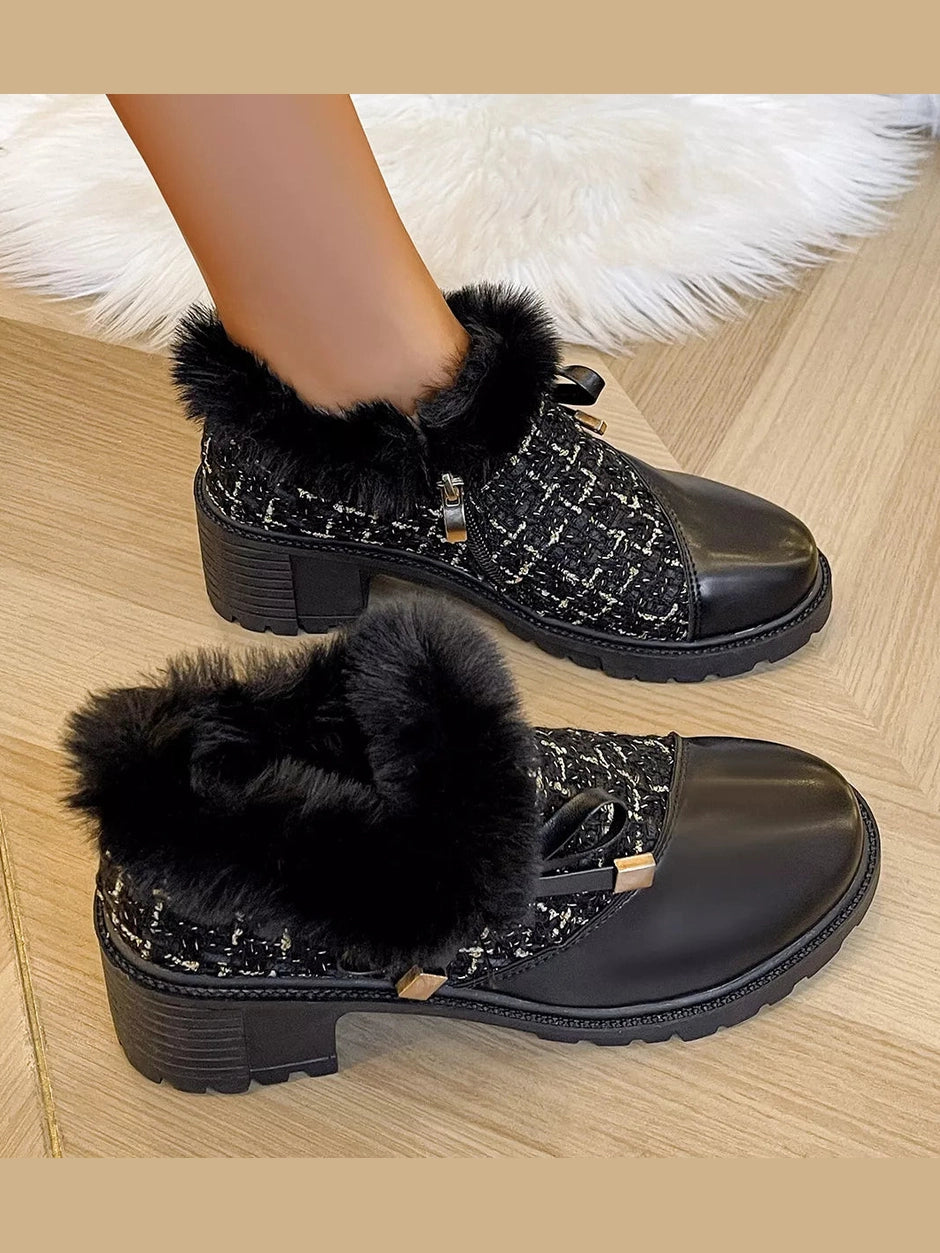 Round Toe Block Heels Boots nicholesgifts