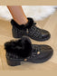 Round Toe Block Heels Boots nicholesgifts