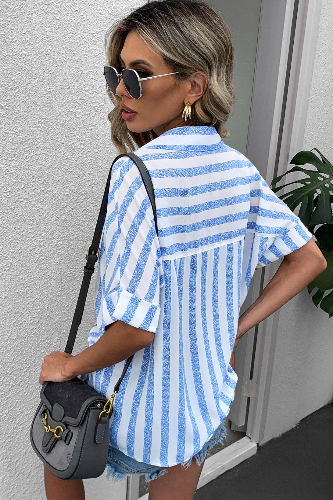 Striped Half Sleeve Shirt nicholesgifts