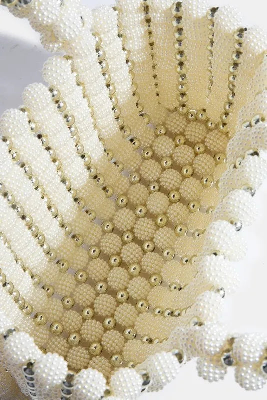 Fame Metallic and Pearl Cluster Beaded Handbag Trendsi