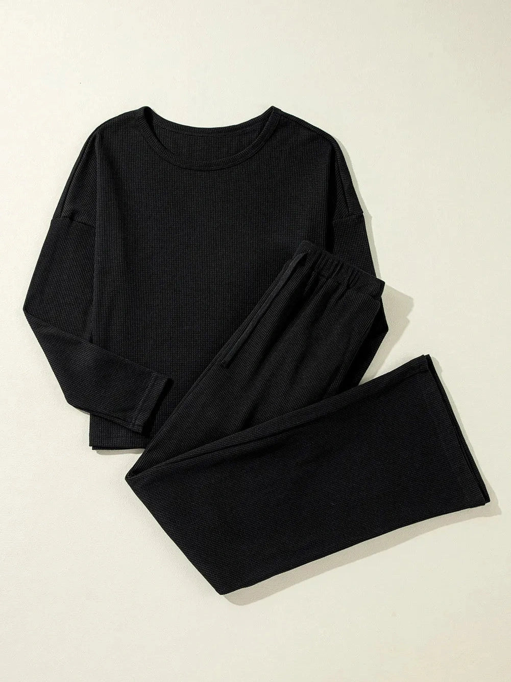 Round Neck Long Sleeve Top and Drawstring Pants Lounge Set nicholesgifts