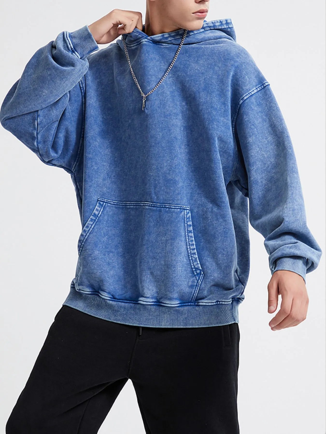 Men's Washed Oversized Long Sleeve Hoodie NicholesGifts