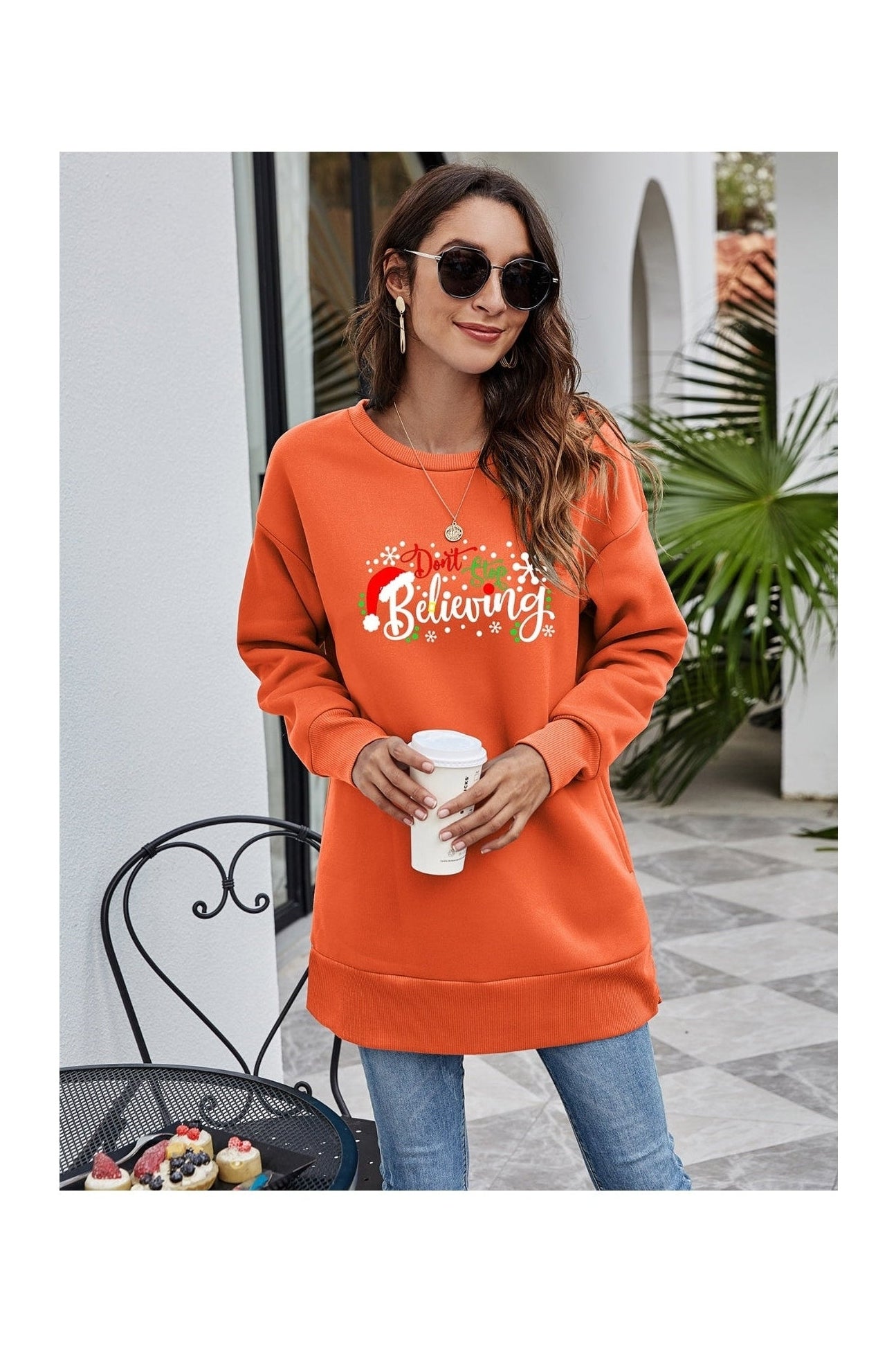 DON'T STOP BELIEVING Graphic Drop Shoulder Sweatshirt NicholesGifts