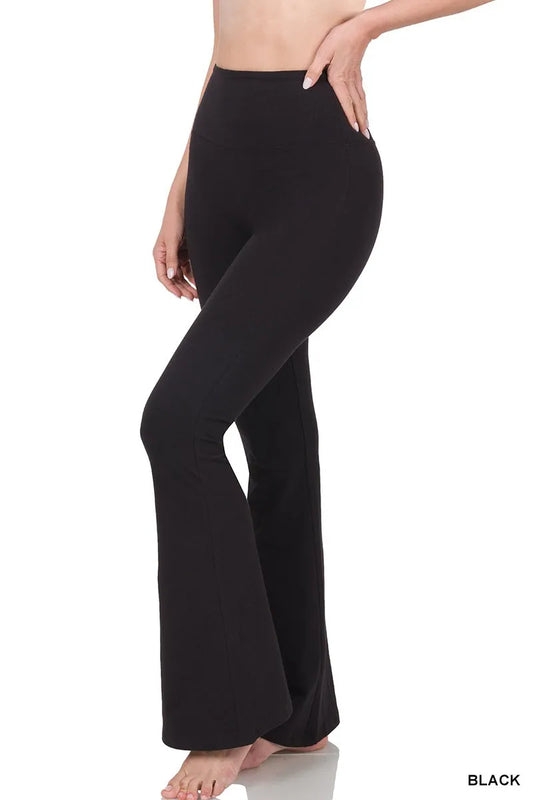 Zenana Wide Waistband Yoga Flare Pants Trendsi