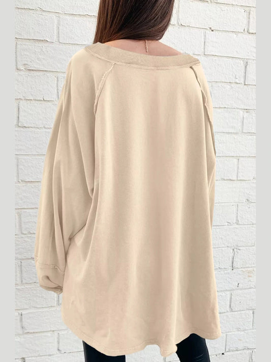 Oversized Long Sleeve Crewneck Sweatshirt nicholesgifts