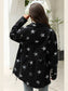Collared Neck Star Print Long Sleeve Denim Jacket nicholesgifts