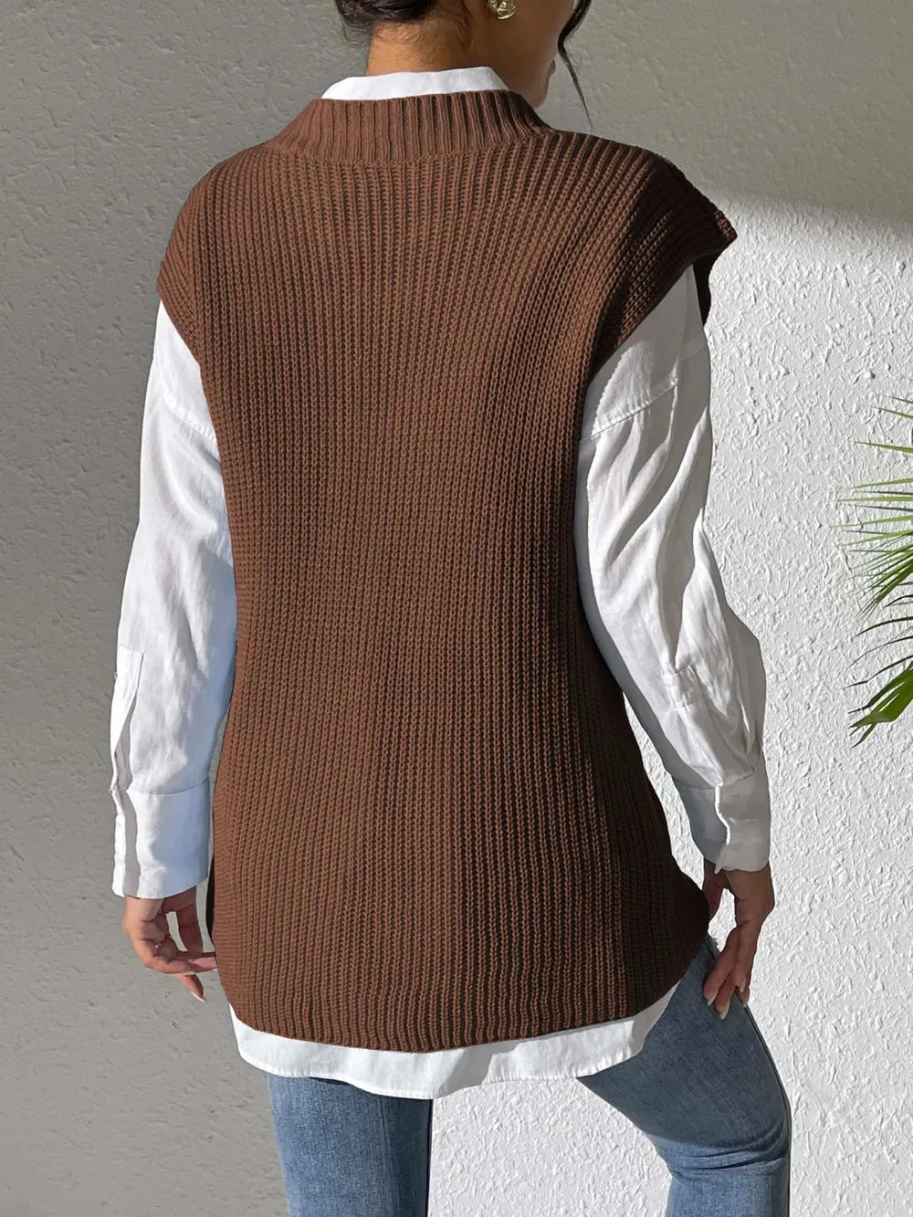 Pearl Trim V-Neck Sweater Vest nicholesgifts