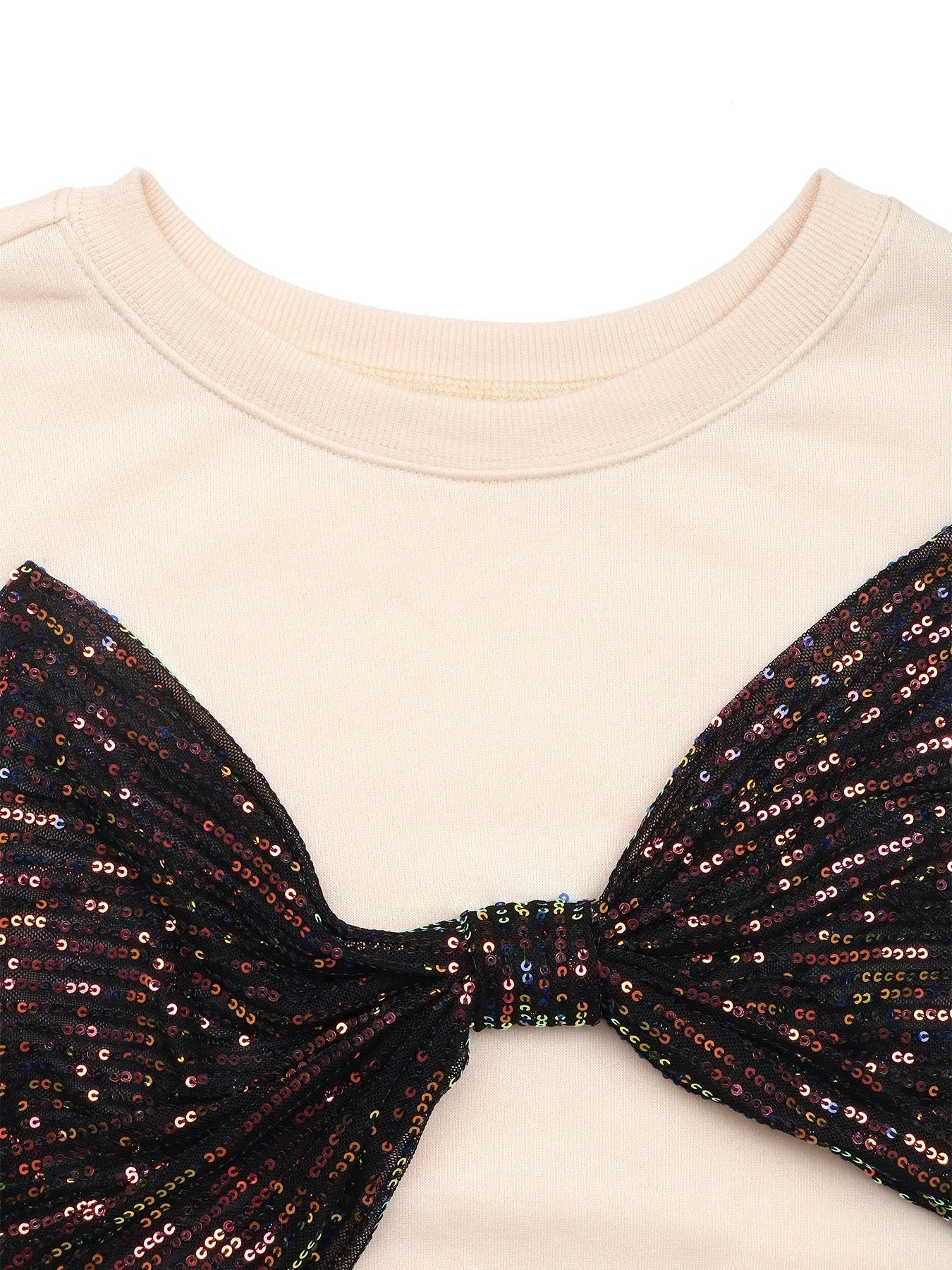 Sequined Bow Round Neck Sweatshirt NicholesGifts