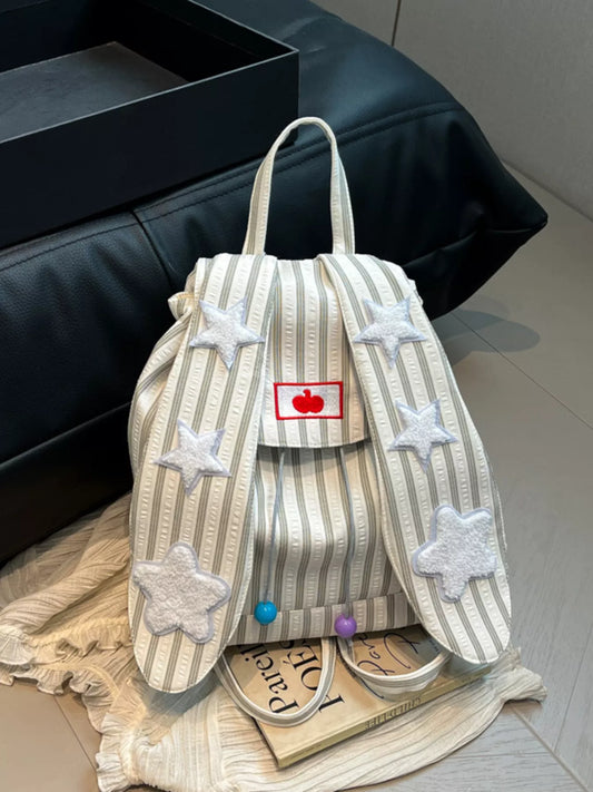 Striped Star Bunny Ear Backpack Bag nicholesgifts