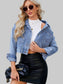 Pocketed Button Up Dropped Shoulder Denim Jacket nicholesgifts