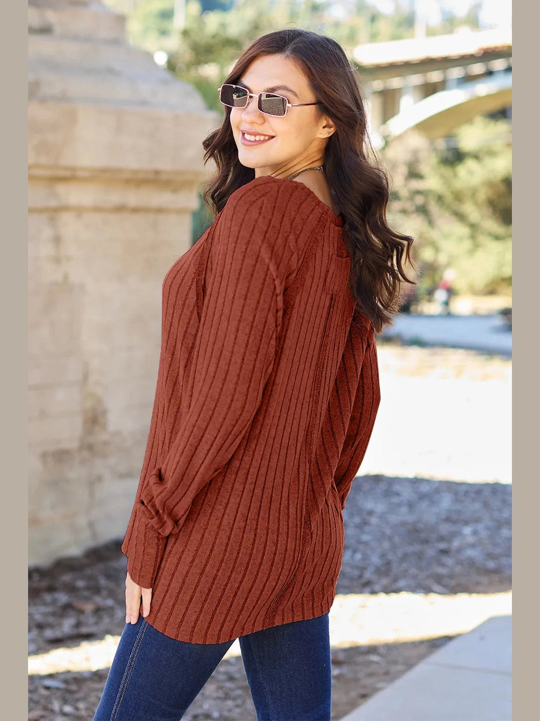 Basic Bae Full Size Ribbed Round Neck Long Sleeve Knit Top nicholesgifts