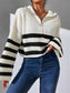 Striped Half Zip Cropped Sweater nicholesgifts
