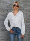 Leopard V-Neck Decorative Button Long Sleeve Blouse nicholesgifts