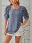 Swiss Dot Round Neck Short Sleeve Blouse nicholesgifts