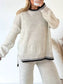 Contrast Trim Round Neck Top and Pants Sweater Set nicholesgifts