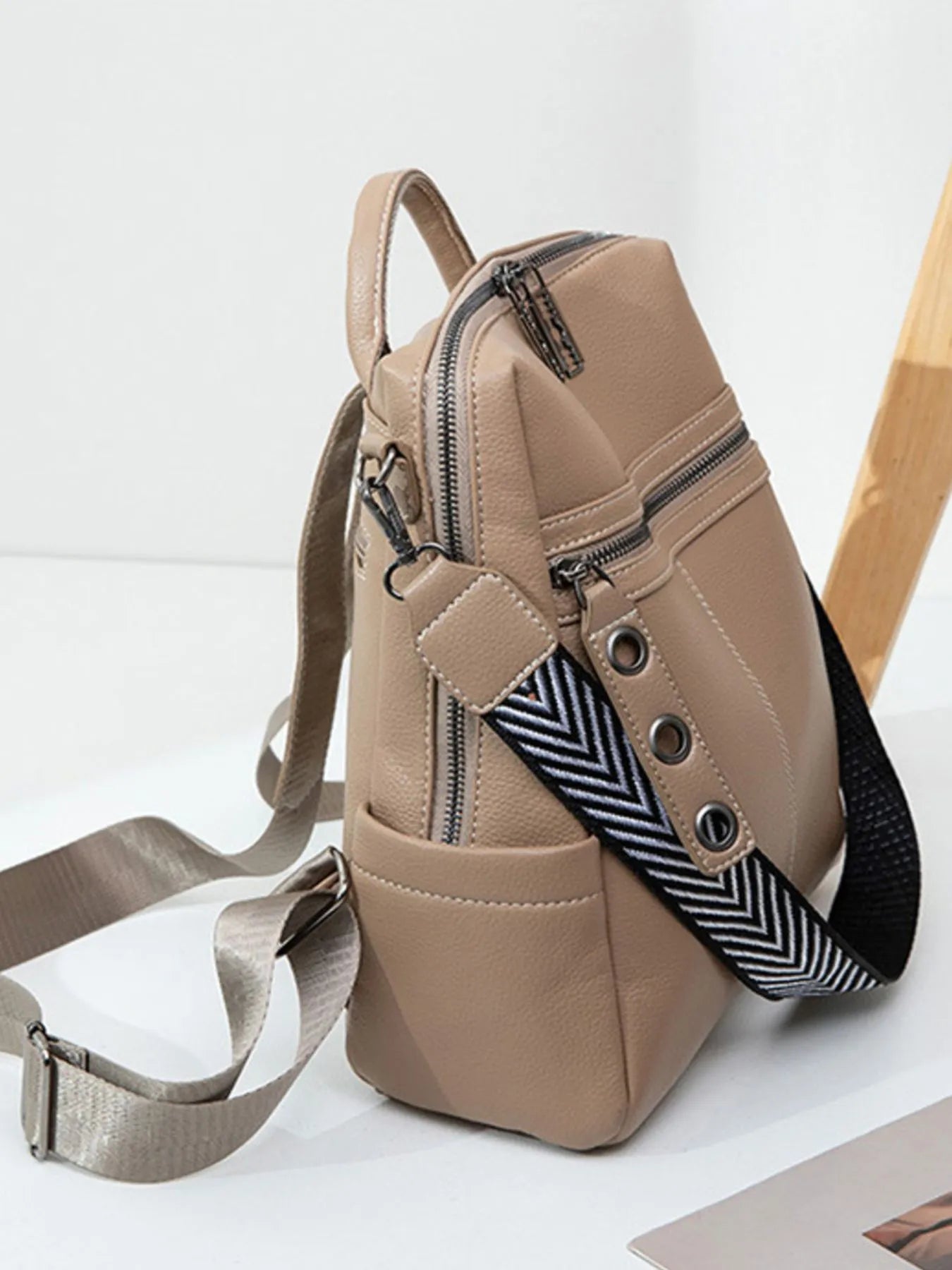 Leather Multi-Compartment Backpack Bag Trendsi