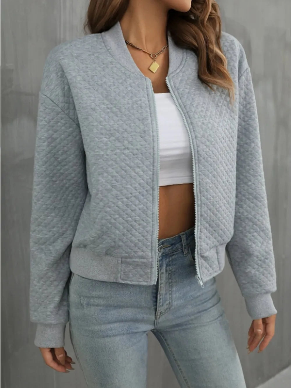 Zip Up Long Sleeve Jacket nicholesgifts