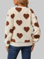 Women Fuzzy Heart Dropped Shoulder Sweatshirt nicholesgifts