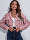Collared Neck Dropped Shoulder Buttoned Jacket Trendsi