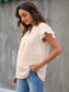 Swiss Dot Notched Flutter Sleeve Blouse nicholesgifts