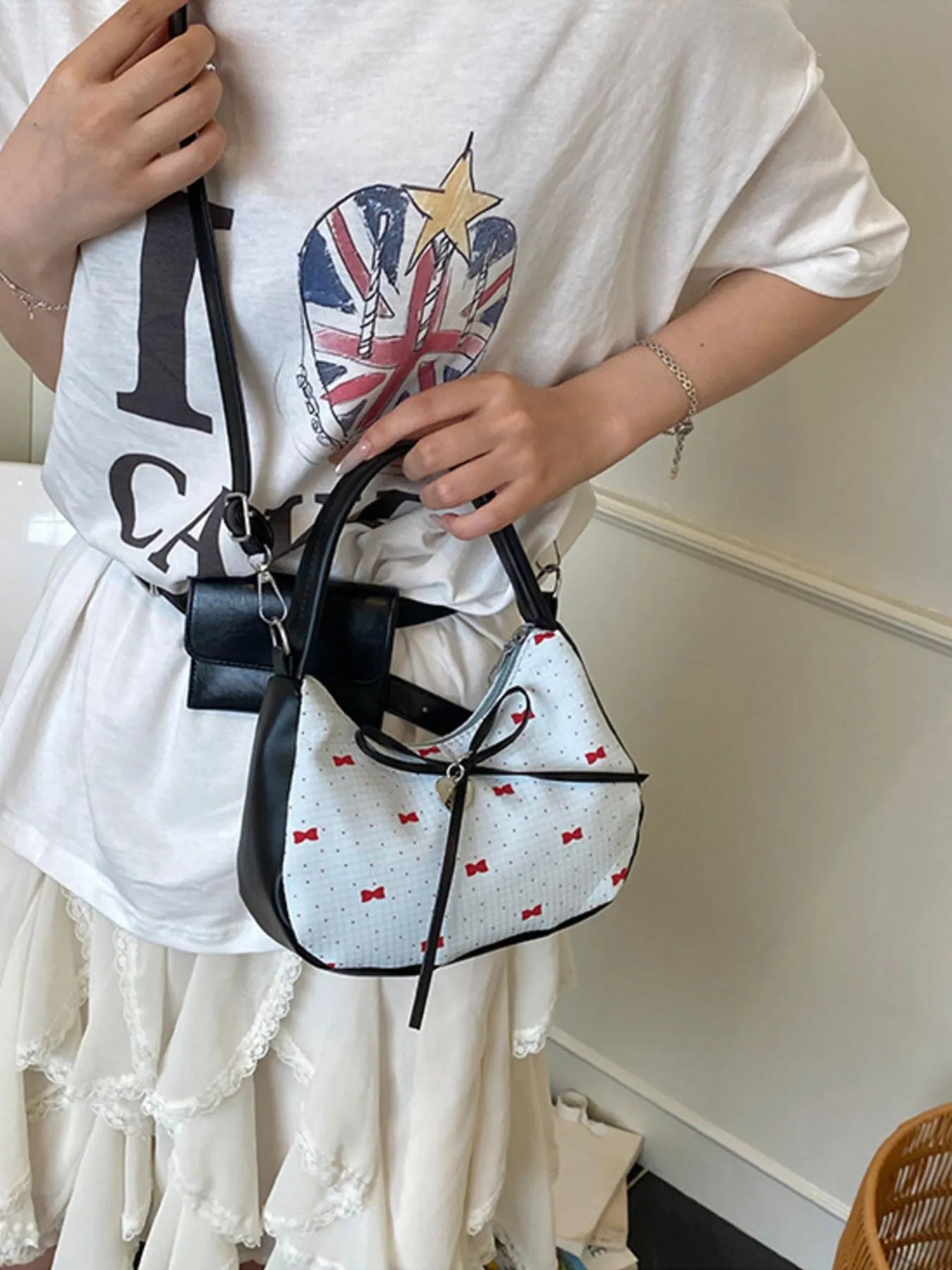 Printed Bow Shoulder Bag Trendsi
