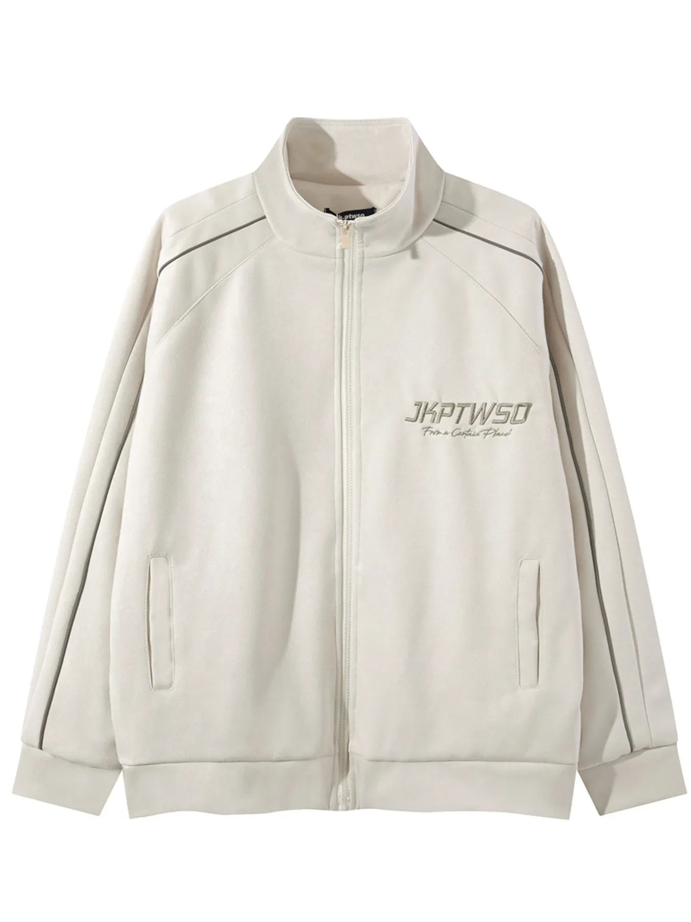 Men's Letter Graphic Track Jacket with Contrast Trim Trendsi