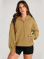 Pocketed Half Zip Long Sleeve Hoodie Trendsi