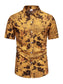 Men's Plus Size Floral Print Short Sleeve Button Down Shirt nicholesgifts