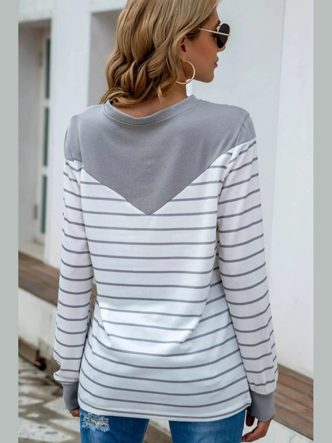 Striped Round Neck Long Sleeve T-Shirt NicholesGifts