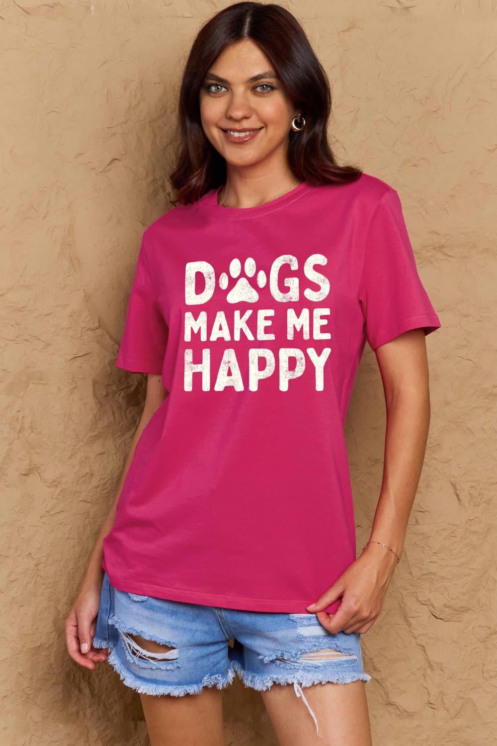 Simply Love Full Size DOGS MAKE ME HAPPY Graphic Cotton T-Shirt nicholesgifts