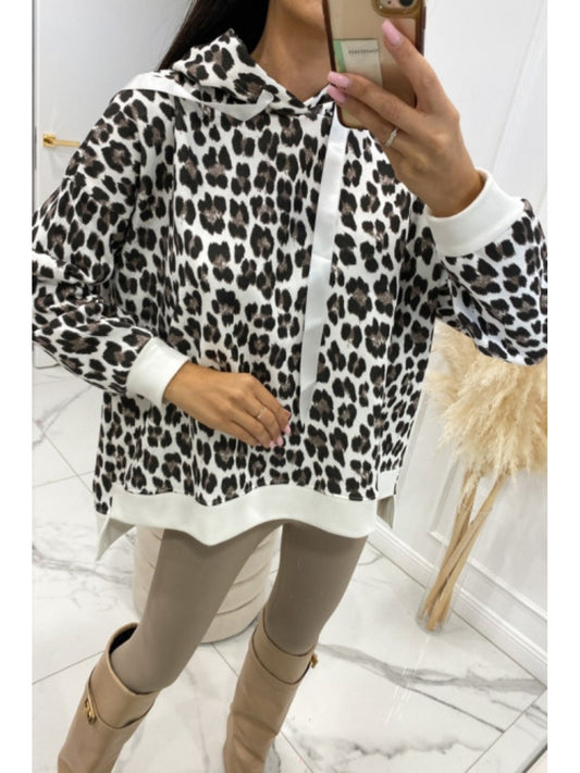 NicholesGifts Women Leopard Dropped Shoulder Hoodie NicholesGifts