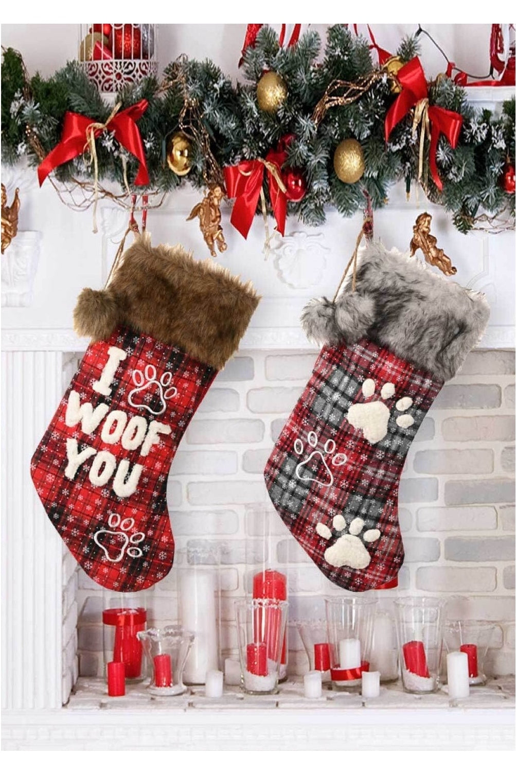 2-Pack Plush Christmas Stockings nicholesgifts