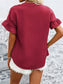 Button Down Ruffled Short Sleeve Shirt nicholesgifts