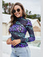 Printed Mock Neck Long Sleeve Blouse nicholesgifts