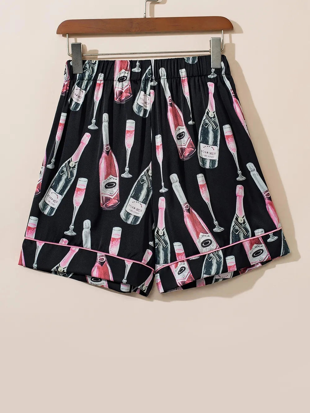 Champagne Print Short Sleeve Top and Shorts Set nicholesgifts