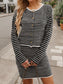 Striped Long Sleeve Top and Skirt Set nicholesgifts
