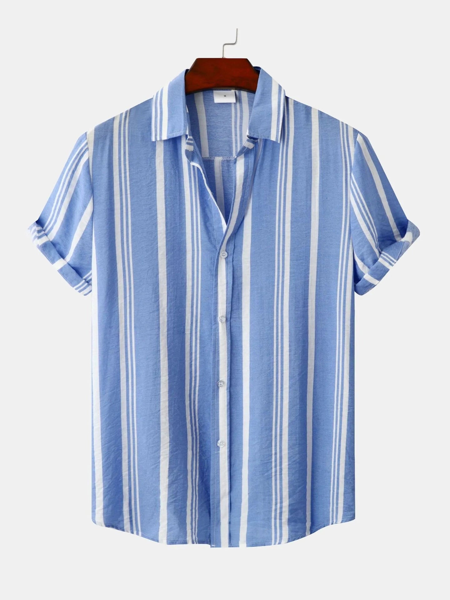 Men's Plus Size Striped Short Sleeve Button-Down Shirt NicholesGifts