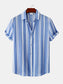 Men's Plus Size Striped Short Sleeve Button-Down Shirt nicholesgifts