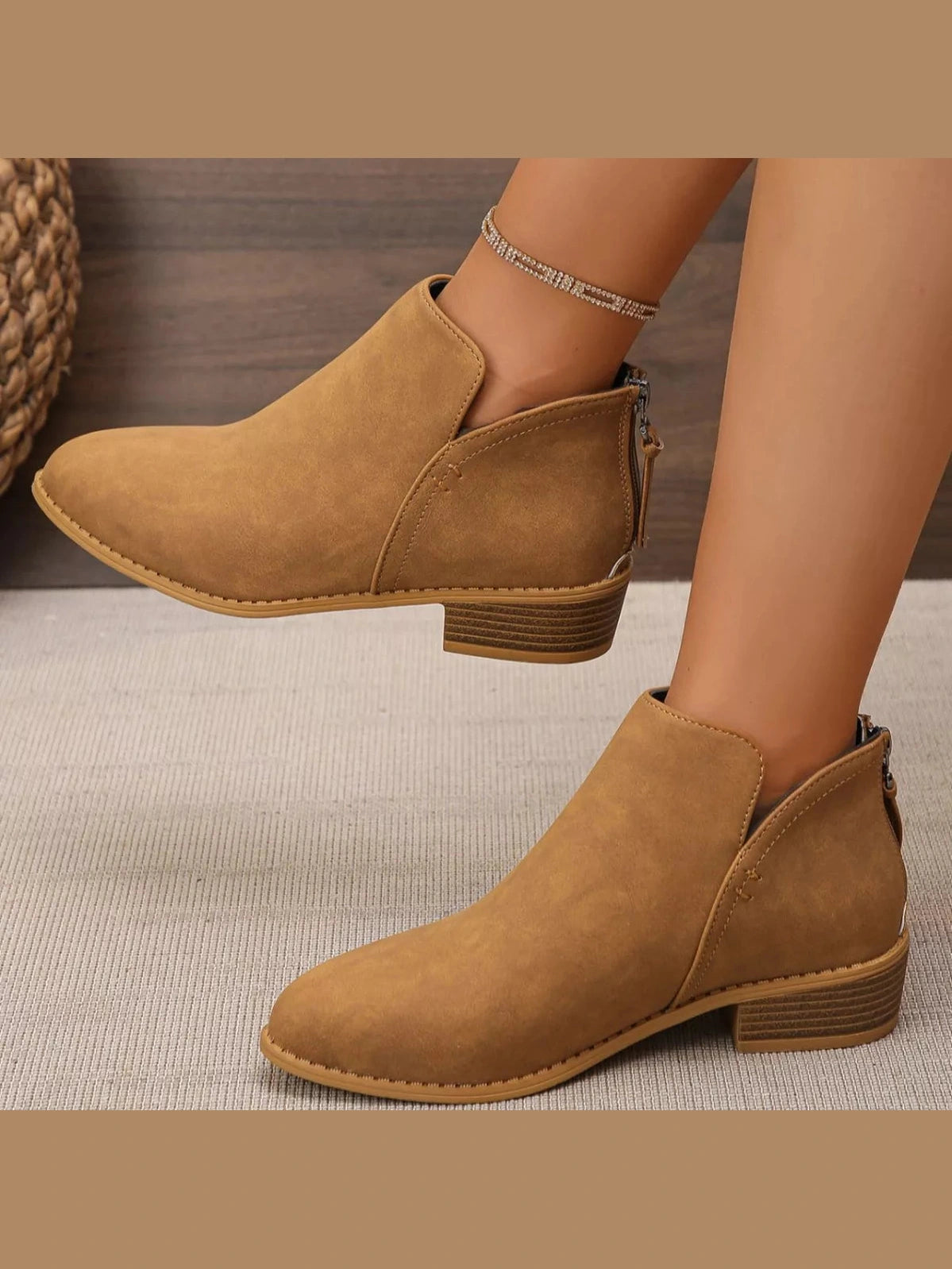 Women Point Toe Block Heels Boots nicholesgifts