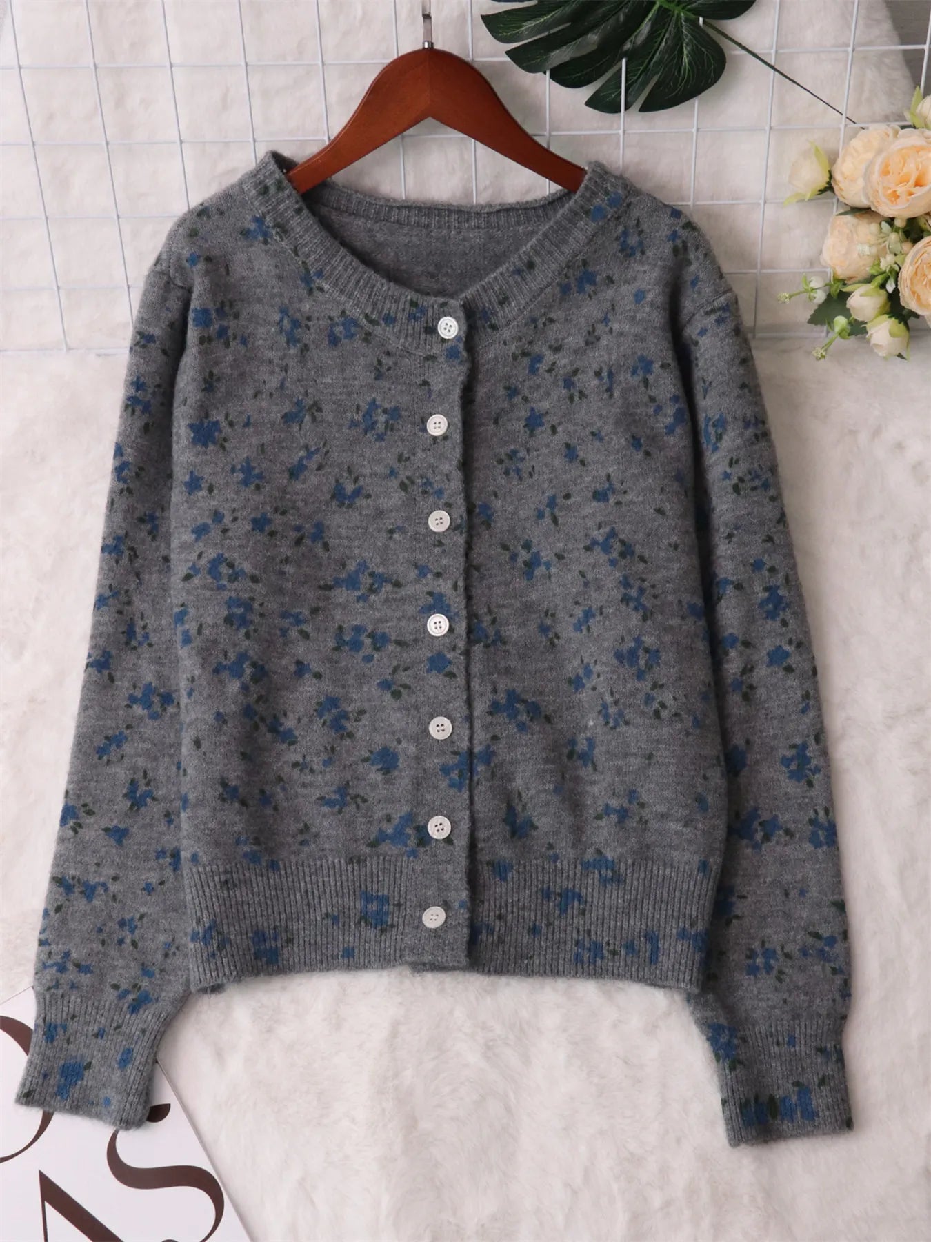 Floral Button-Up Long Sleeve Cardigan
